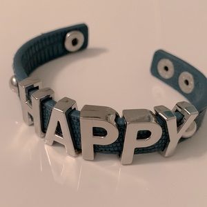 BCBG blue leather ‘HAPPY’ bracelet